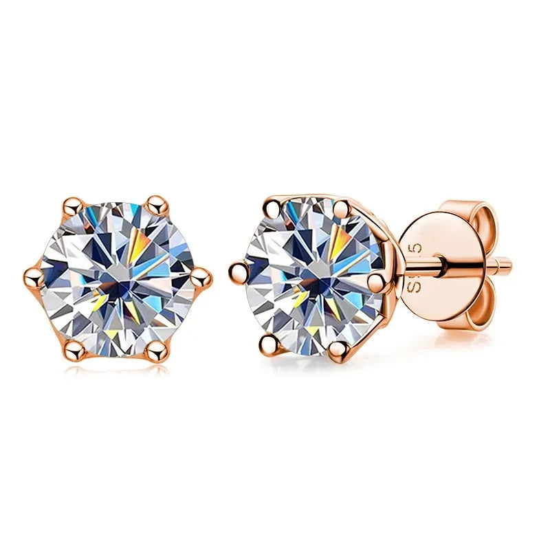 Wedding Moissanite Stud Earrings – Lab Created Diamond, Gold Plated Silver