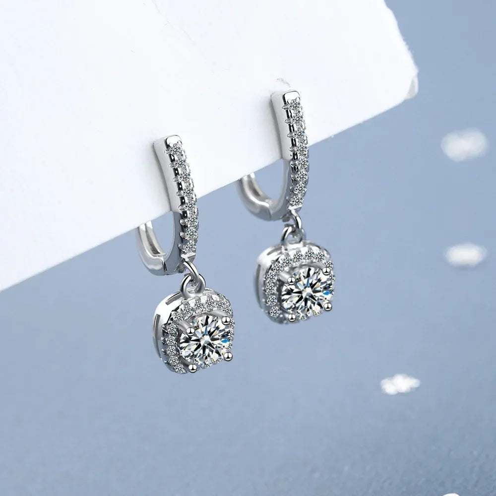 Dainty Moissanite Huggie Hoops – Lab Created Diamond, Sterling Silver