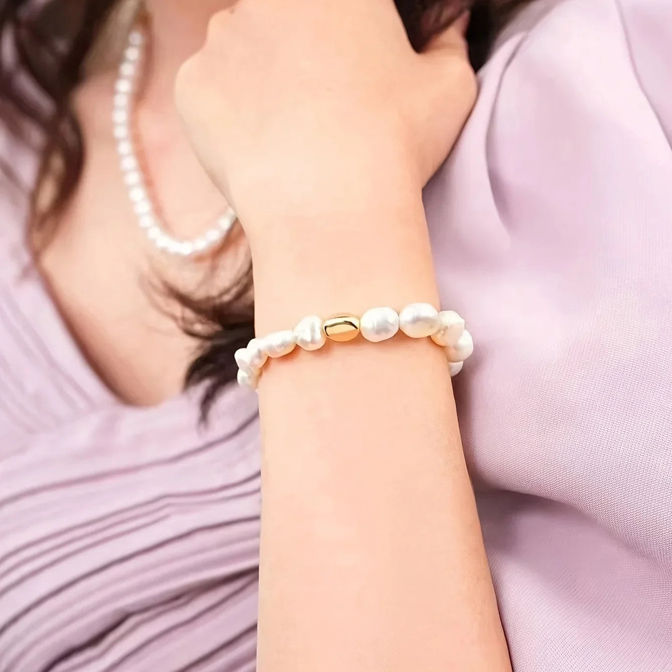 Elegant Baroque Freshwater Pearl Bracelet in Sterling Silver
