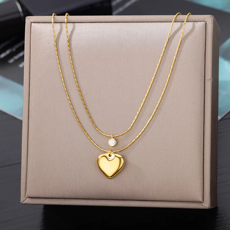 Gold Goth Heart Choker Necklace for Women – Stainless Steel