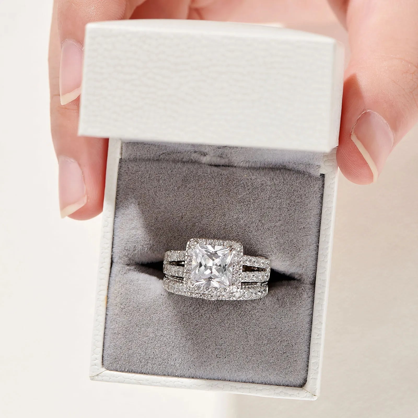 Luxury Moissanite Engagement & Wedding Ring Set – Vintage Sterling Silver