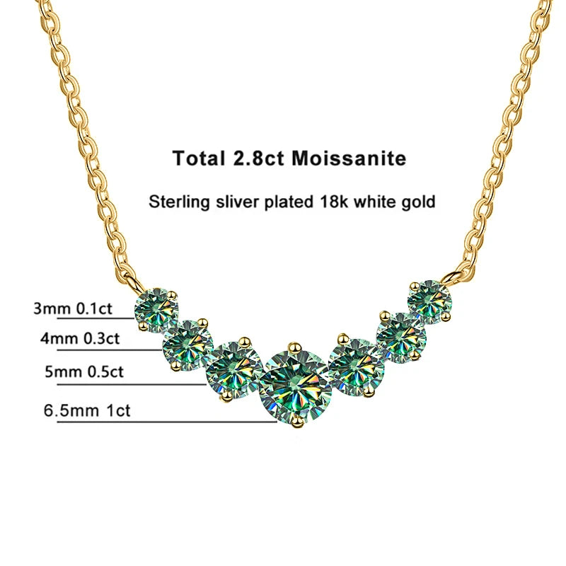 Moissanite Necklace for Women | 18K Gold Plated 925 Silver, GRA Certified