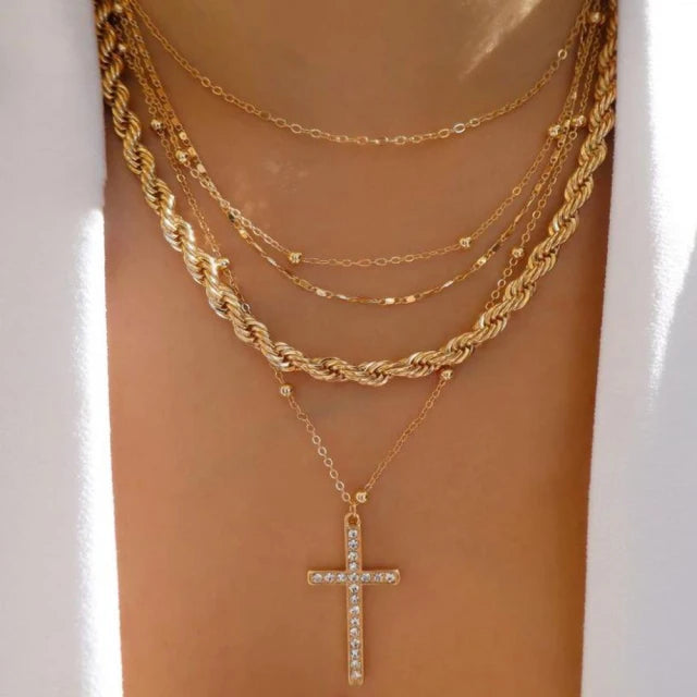 Multilayer Crystal Butterfly Heart Pendant Necklace for Women