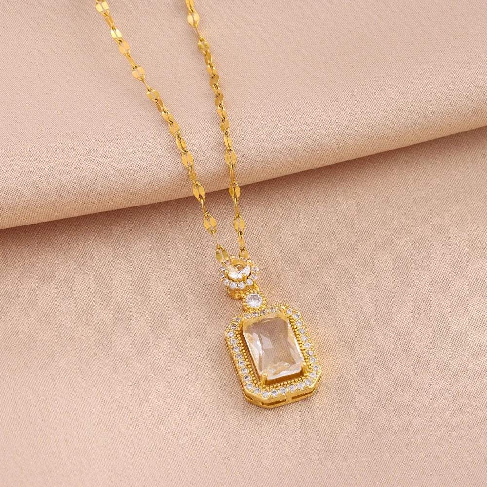 Gold Plated Stainless Steel Necklace for Women – Pendant Clavicle Chain