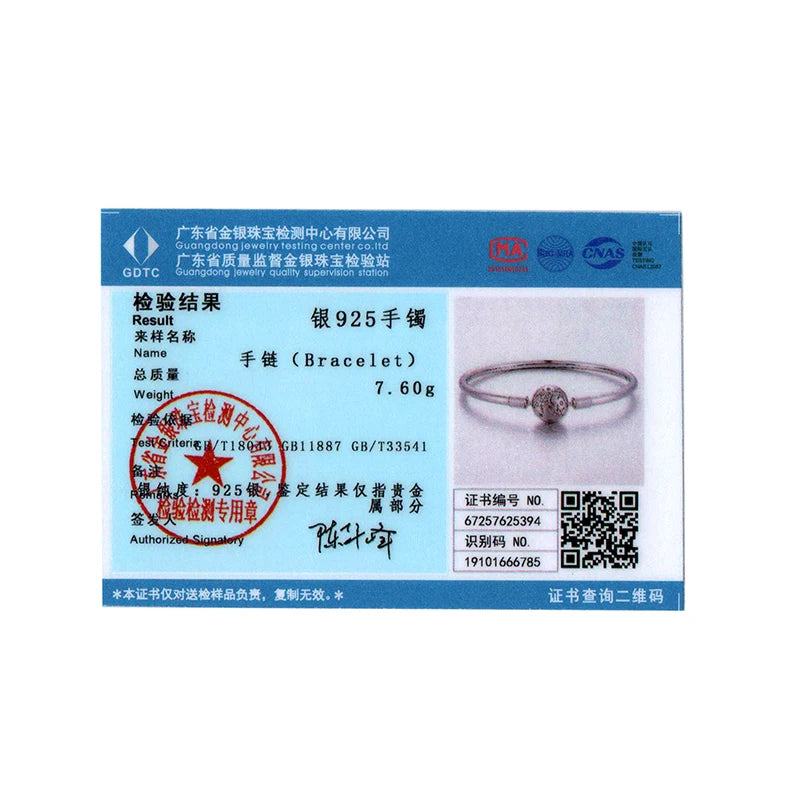 Sterling Silver Snowflake Zircon Charm Bangle Bracelet
