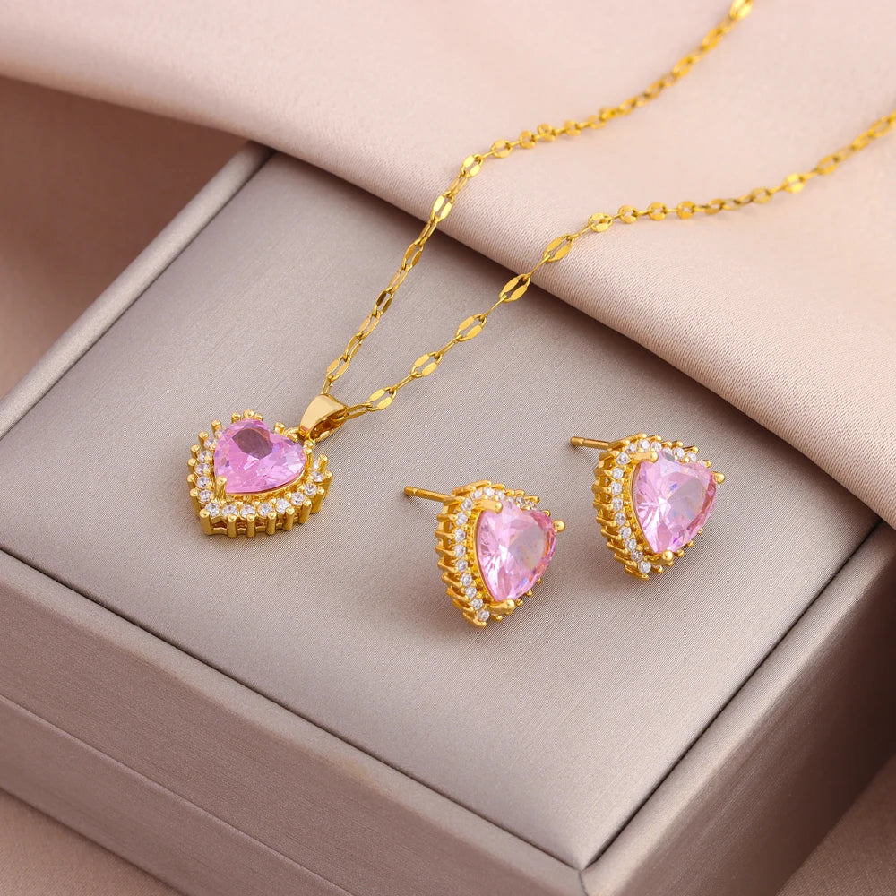 Gold-Plated Necklace & Earrings Set – Women’s Trendy Jewelry