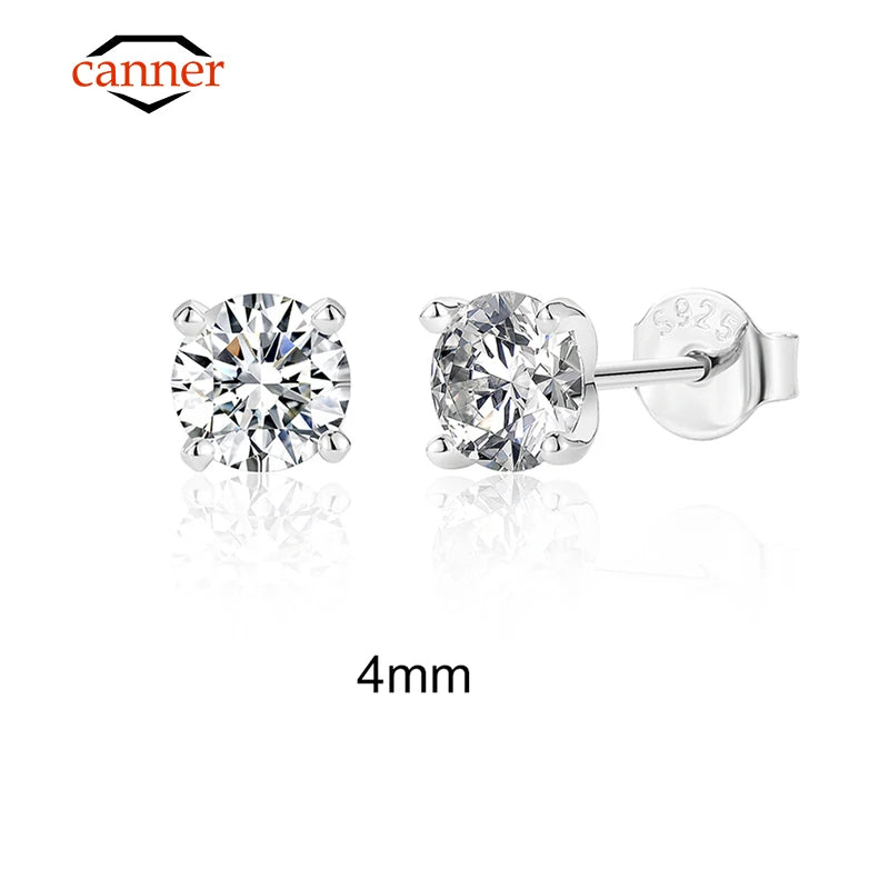 Luxury Moissanite Piercing Earrings in 925 Sterling Silver – Classic Sparkling Studs