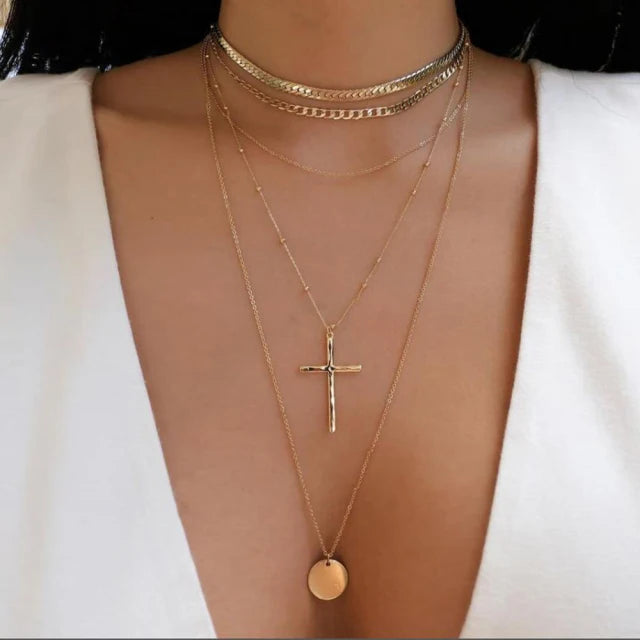 Multilayer Crystal Butterfly Heart Pendant Necklace for Women