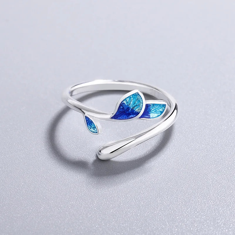 Mermaid Whale Tail Moonstone Stackable Ring – Blue Green Silver