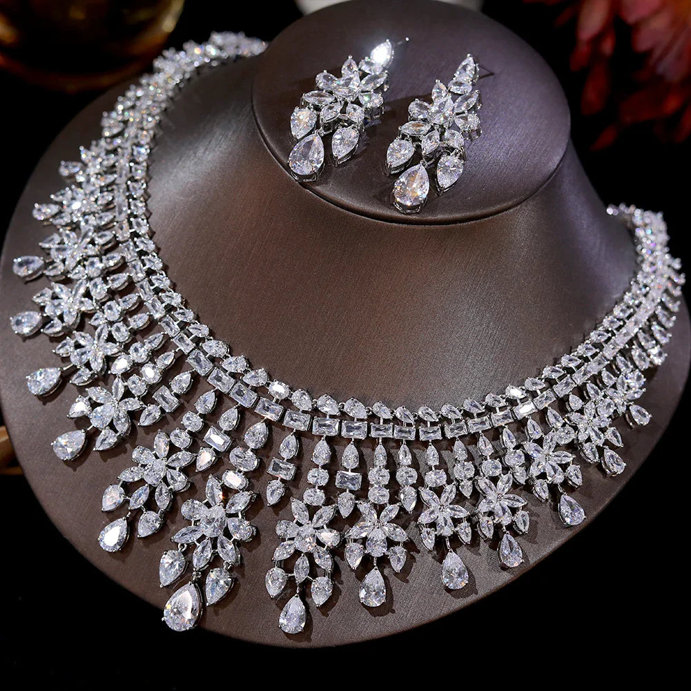 Luxury African Dubai Wedding Necklace & Earrings Set for Women