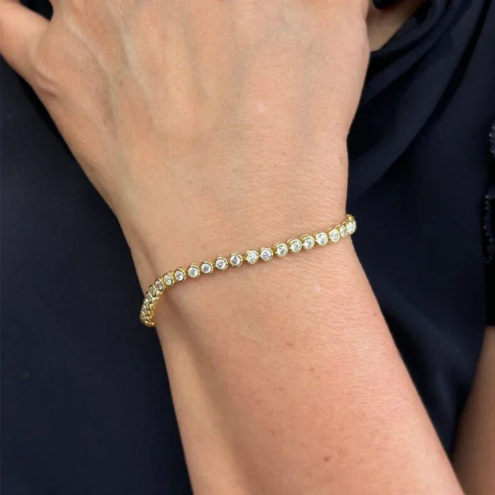 Moissanite Tennis Bracelet Sterling Silver Gold Plated