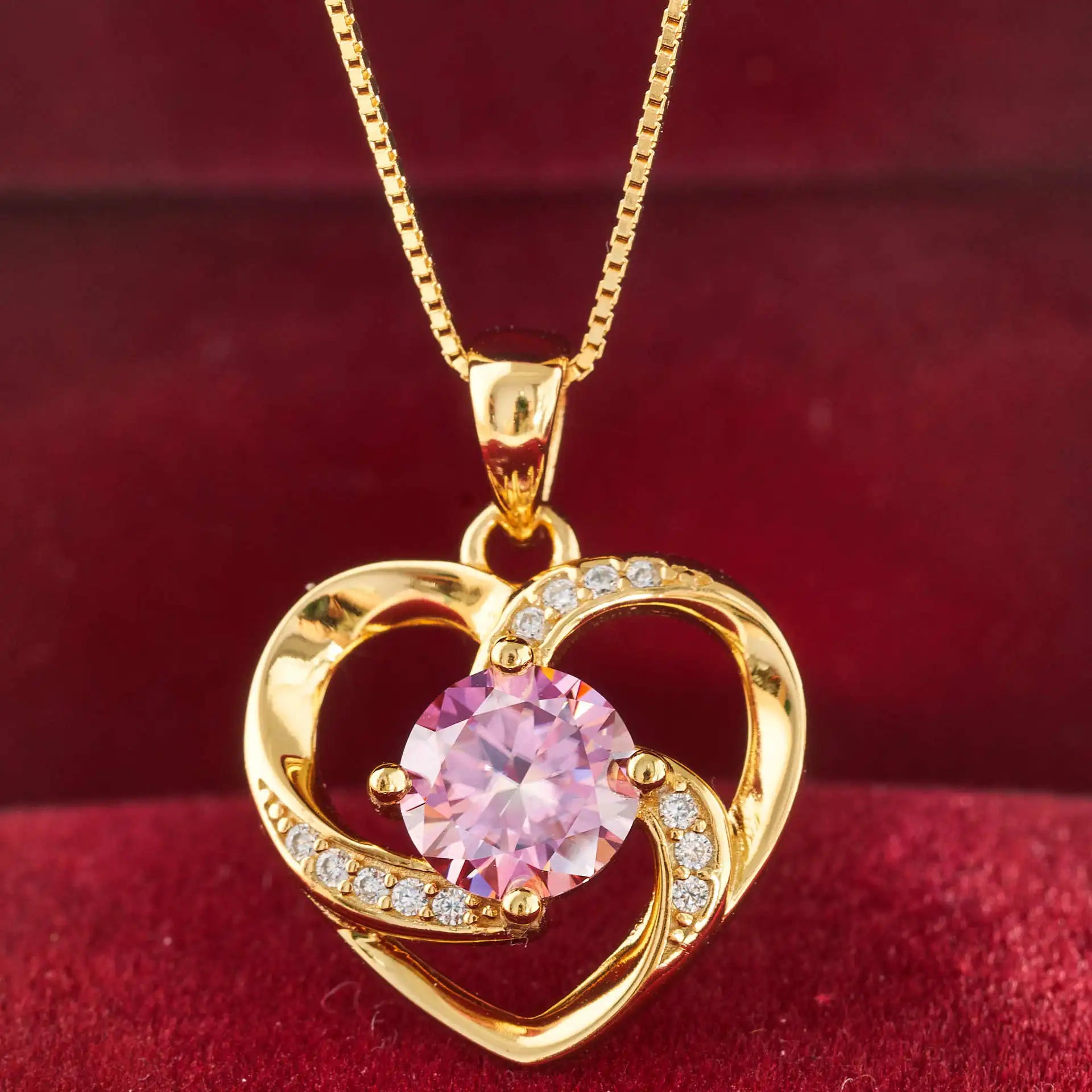 1CT Moissanite Heart Pendant Necklace – 925 Silver, Gold Plated