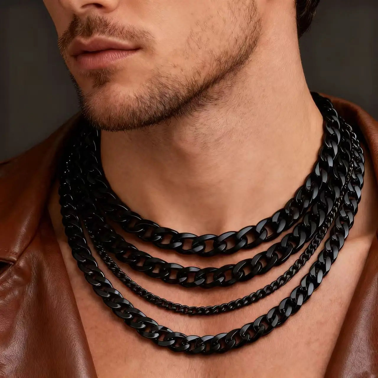 Unisex Stainless Steel Cuban Link Necklace Punk Goth Jewelry