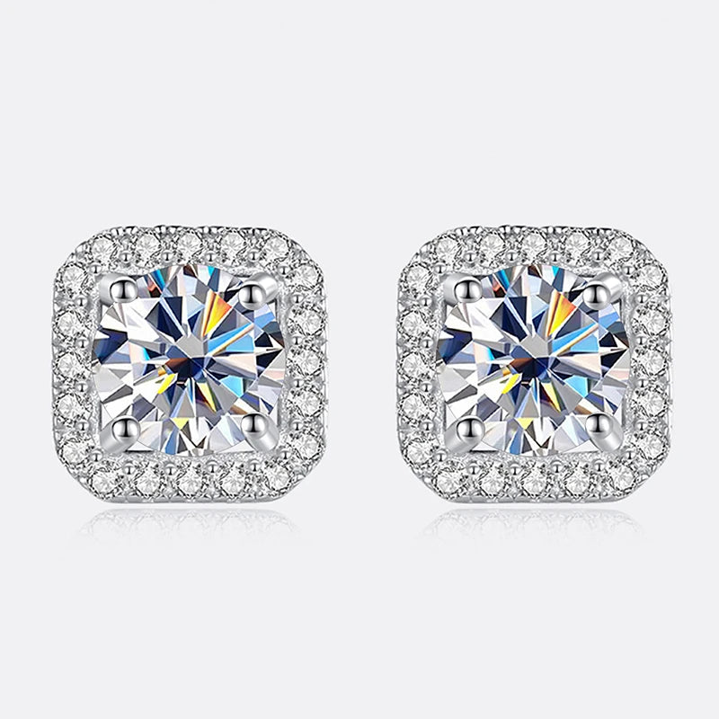 Premium Moissanite Diamond Stud Earrings for Women Sterling Silver