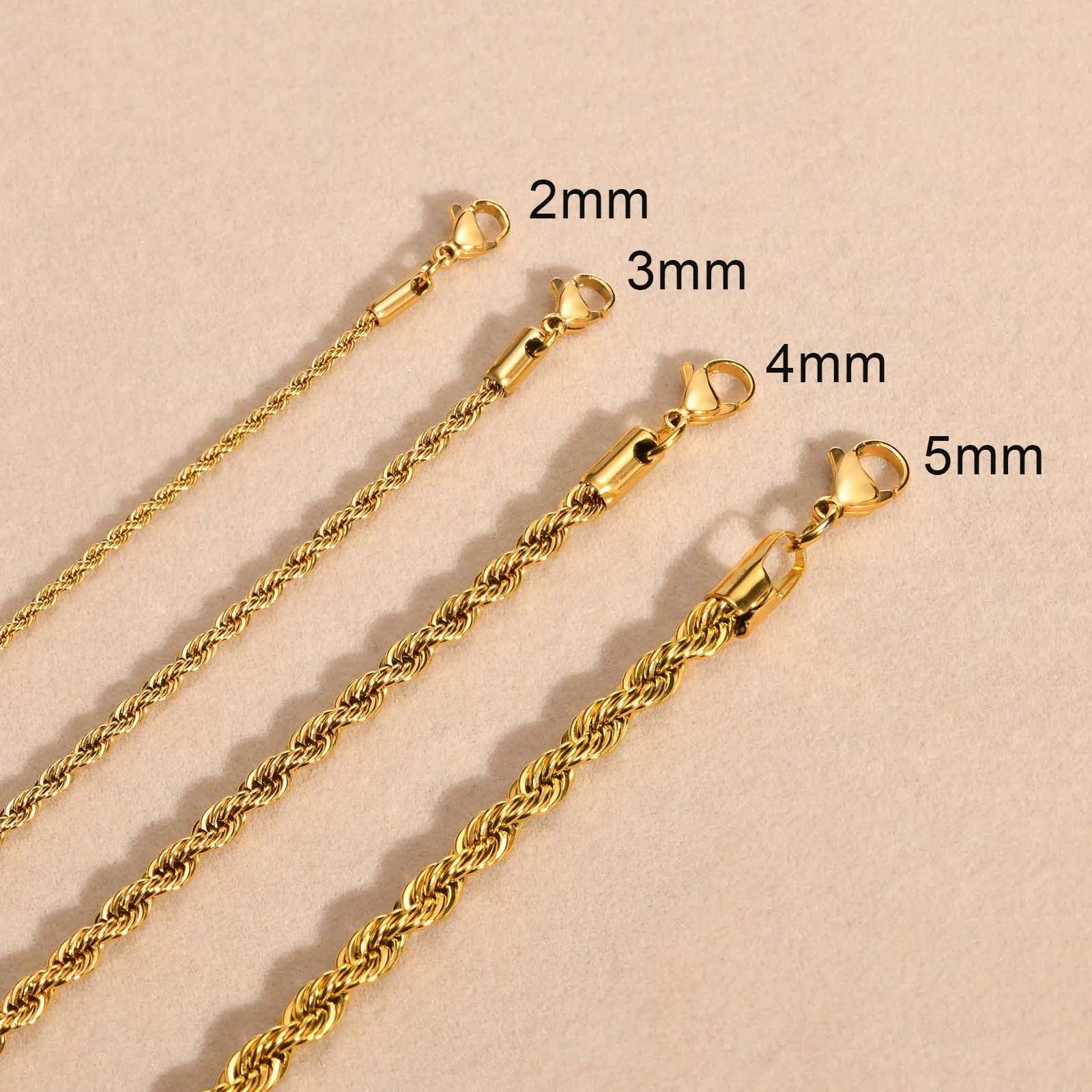 Chic Gold Twisted Rope Chain Necklace for Men and Women