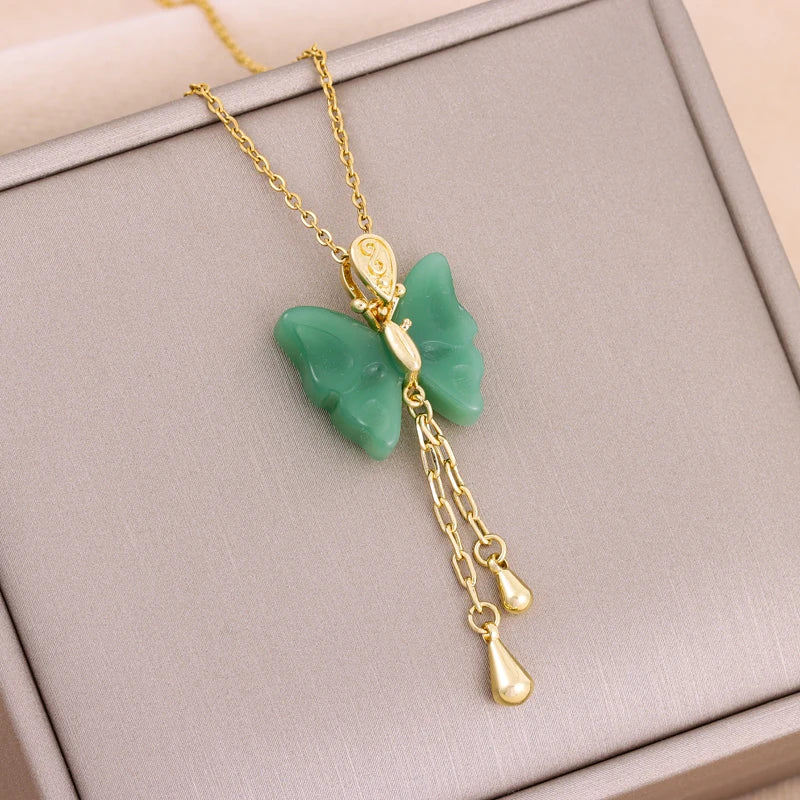 Trendy Green Zircon Pendant Necklace for Women