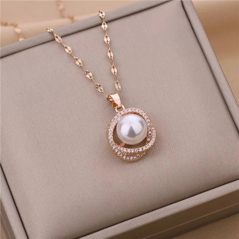Pendant Stainless Steel Necklace – Korean Fashion for Women