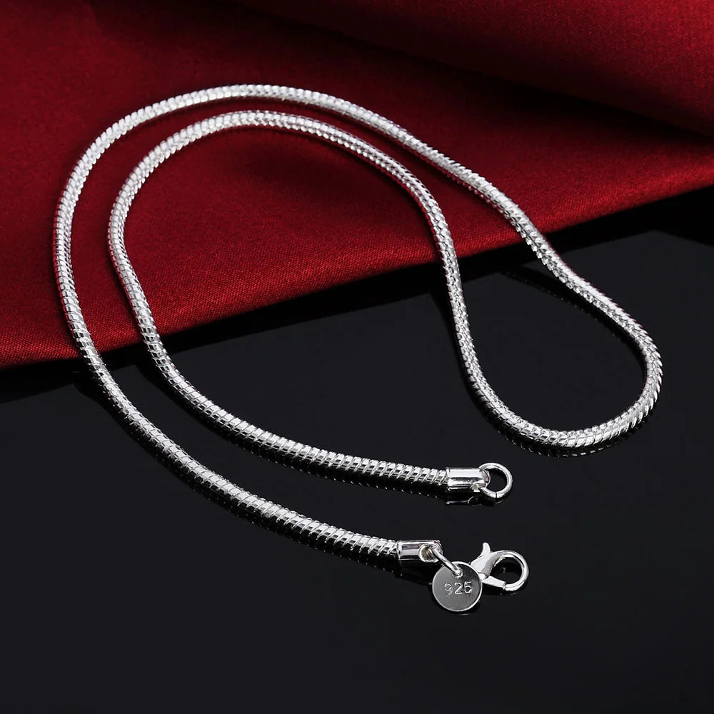 Sterling Silver Solid Snake Chain Necklace for Men & Women Pendant Jewelry