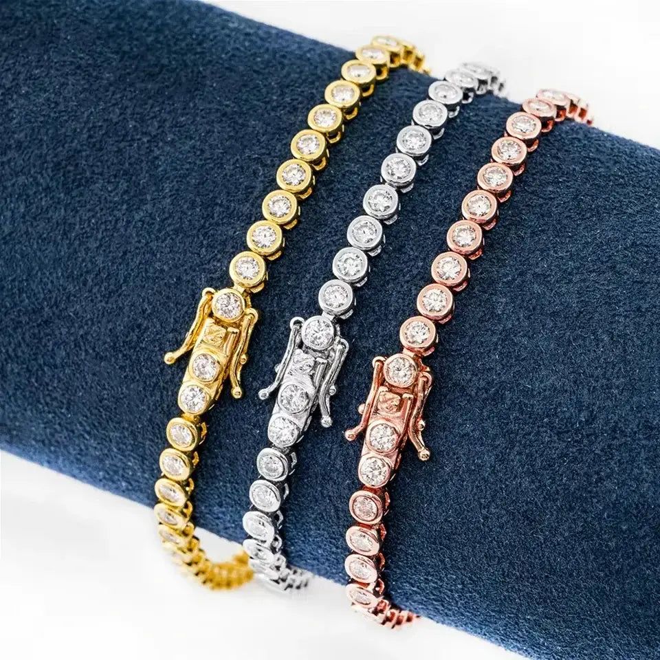 Moissanite Tennis Bracelet Sterling Silver Gold Plated