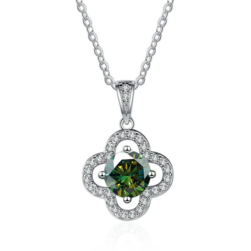 1 Carat Moissanite Pendant Necklace – D Color, 925 Silver