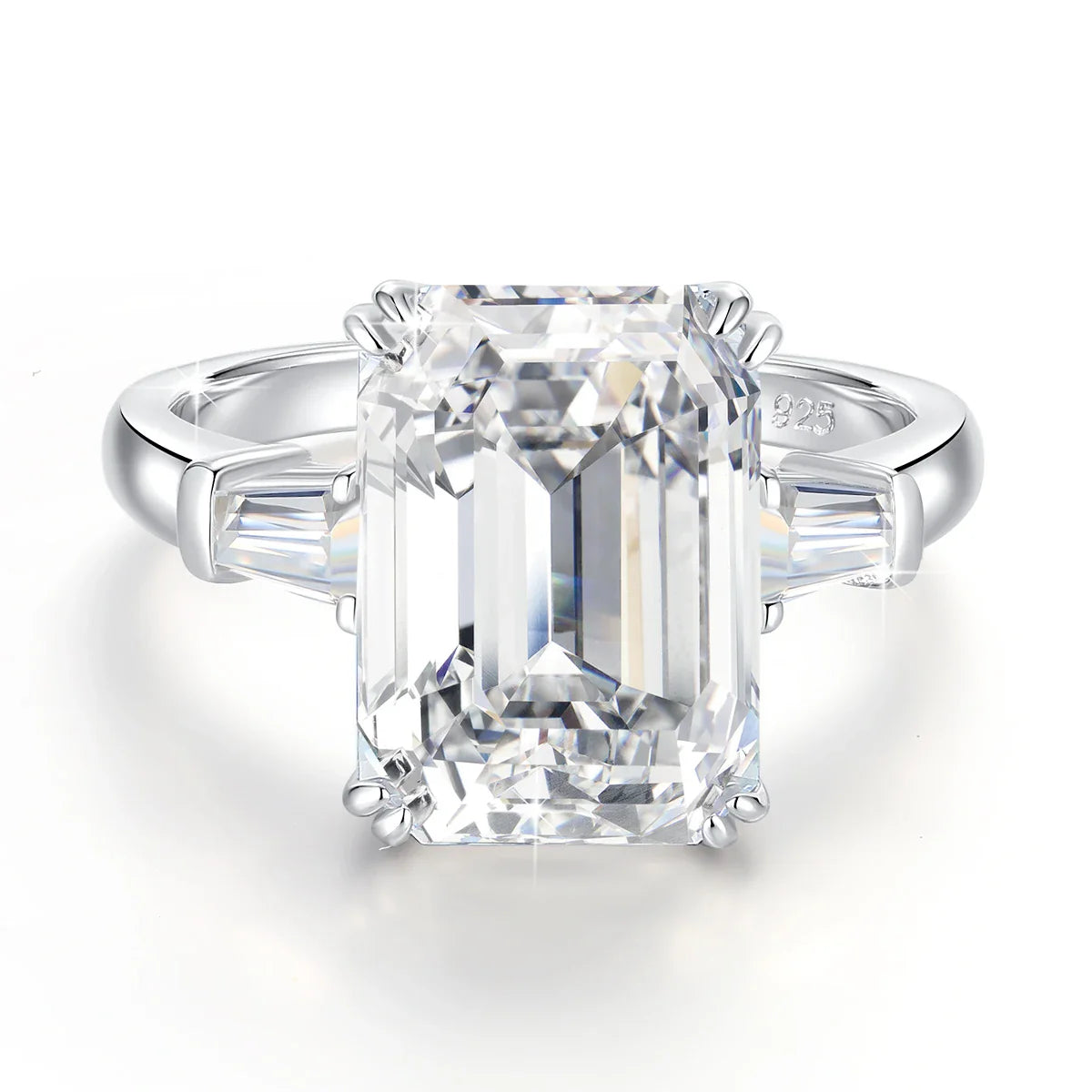 Luxury Emerald Cut Moissanite Engagement & Wedding Ring