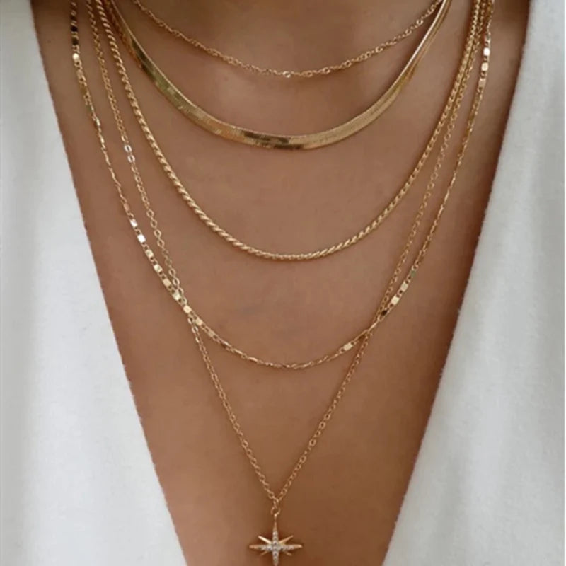 Multilayer Crystal Butterfly Heart Pendant Necklace for Women