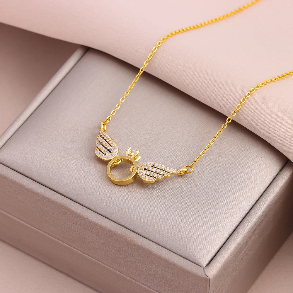 Gold Plated Stainless Steel Necklace for Women – Pendant Clavicle Chain