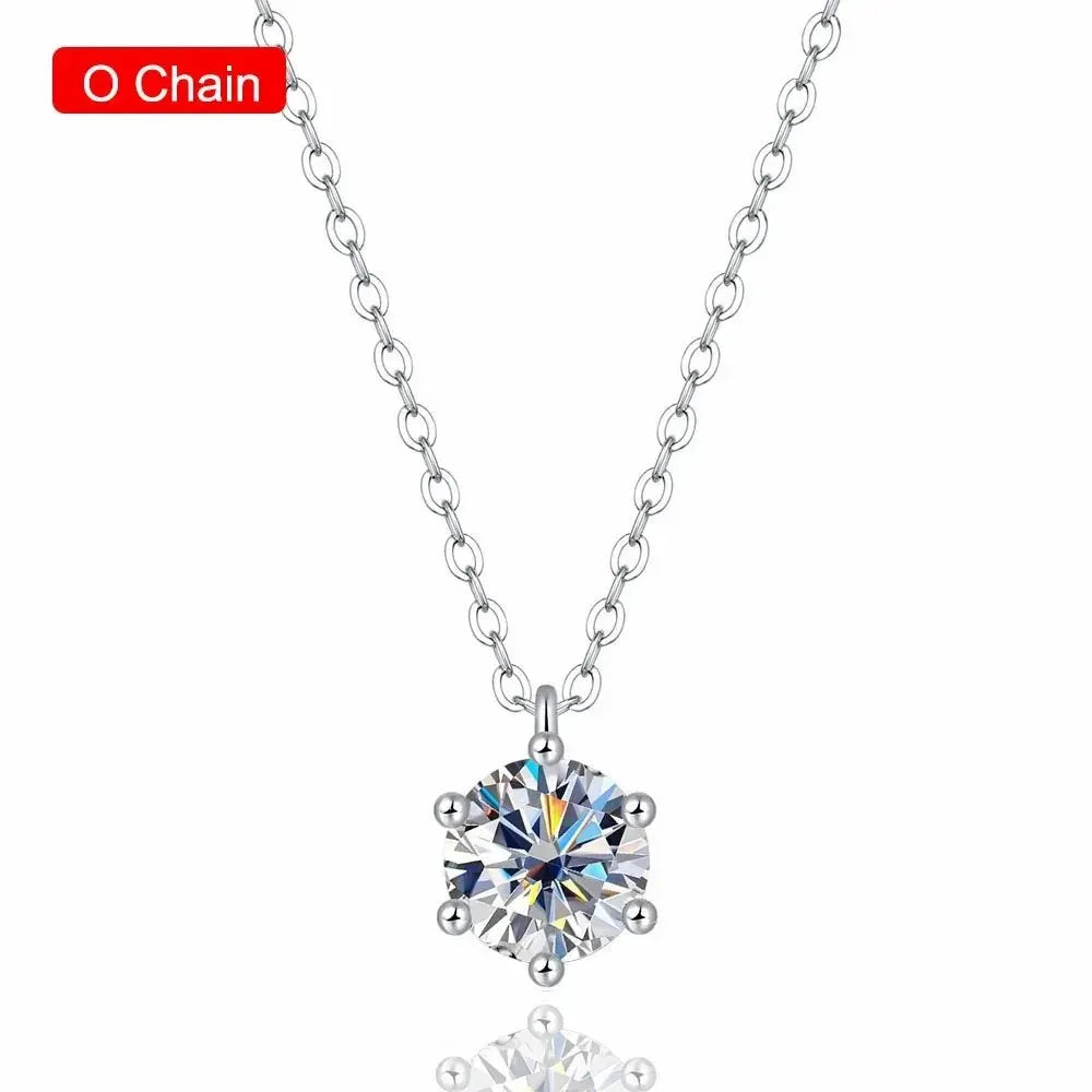 1 Ct D-Color Moissanite Pendant Necklace – Sterling Silver, GRA Certified