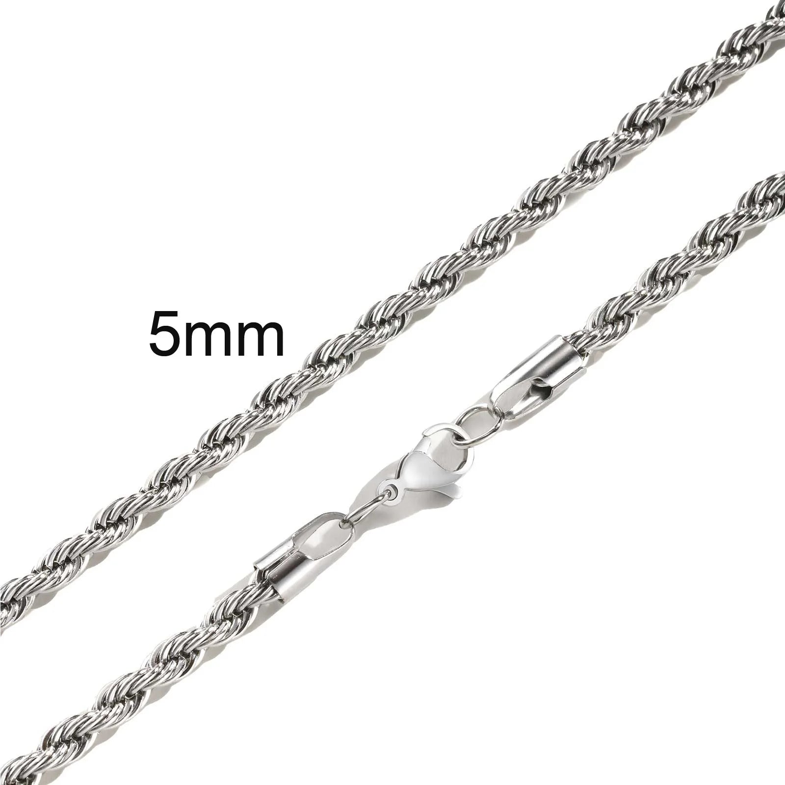 Gold Twisted Rope Chain Necklace – Men & Women Stainless Steel