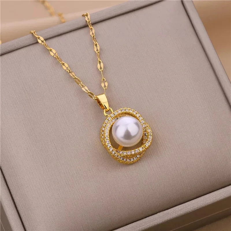 Pendant Stainless Steel Necklace – Korean Fashion for Women