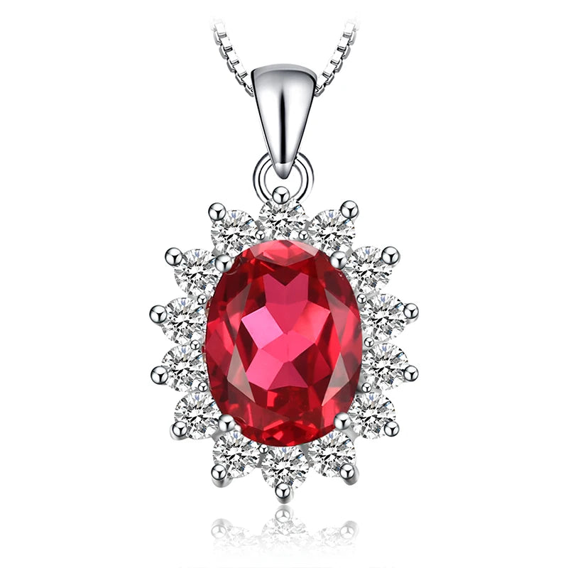 Diana Blue Sapphire Ruby Emerald Pendant – Sterling Silver (No Chain)