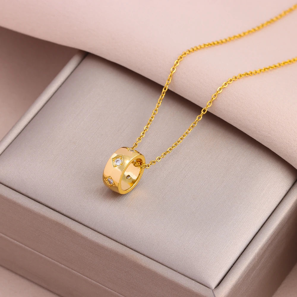 Gold Plated Stainless Steel Necklace for Women – Pendant Clavicle Chain