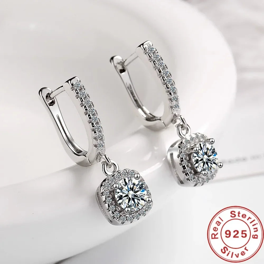 Dainty Moissanite Huggie Hoops – Lab Created Diamond, Sterling Silver