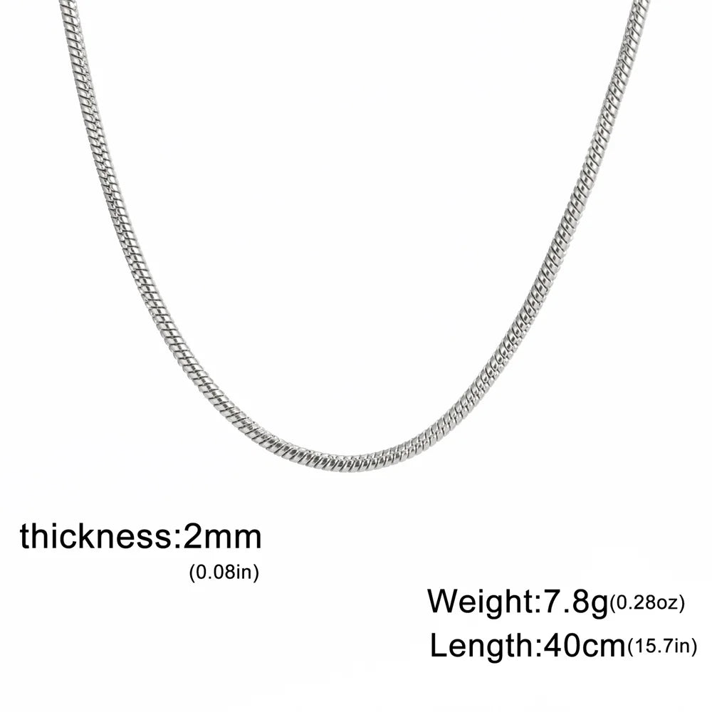Unisex Stainless Steel Round Snake Chain Necklace – Fashion Jewelry