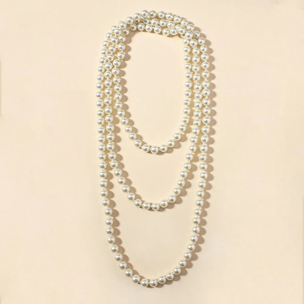 150cm Knot-Bead Pearl Necklace, Japanese/Korean Trendy Long Chain