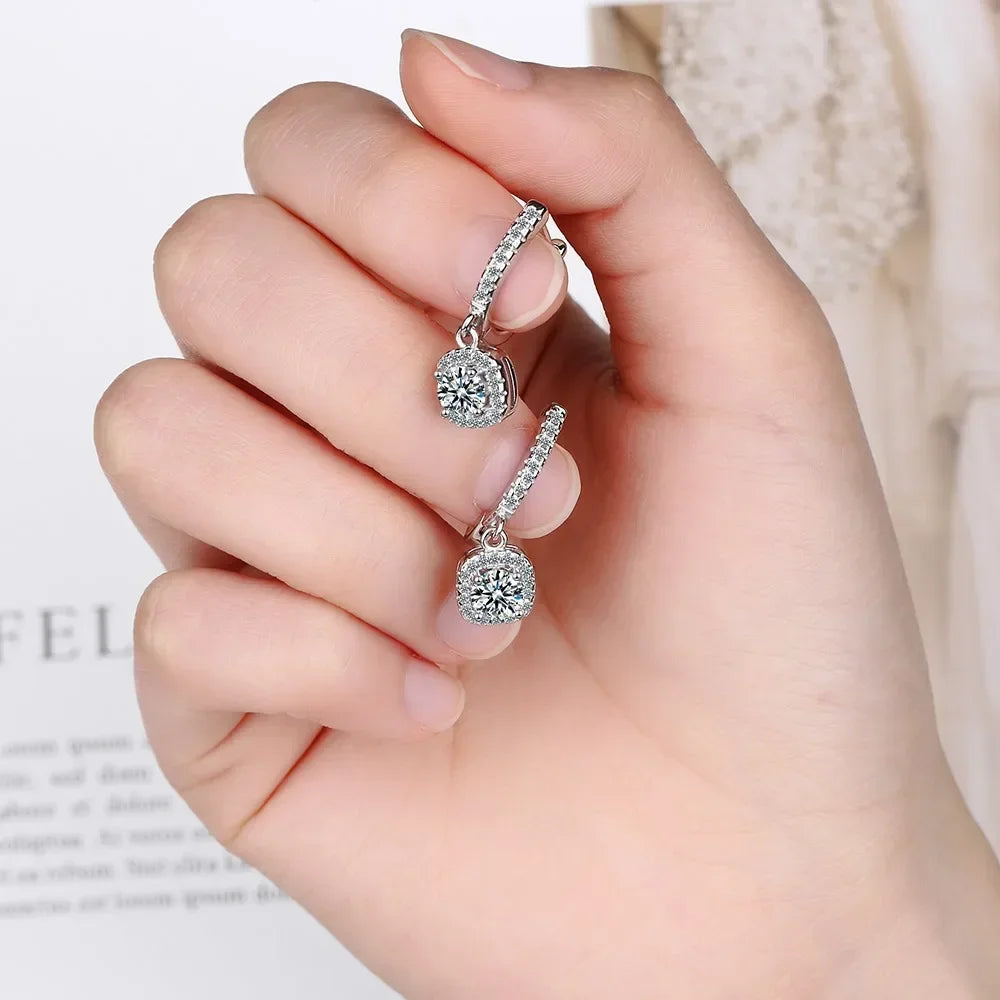 Dainty Moissanite Huggie Hoops – Lab Created Diamond, Sterling Silver