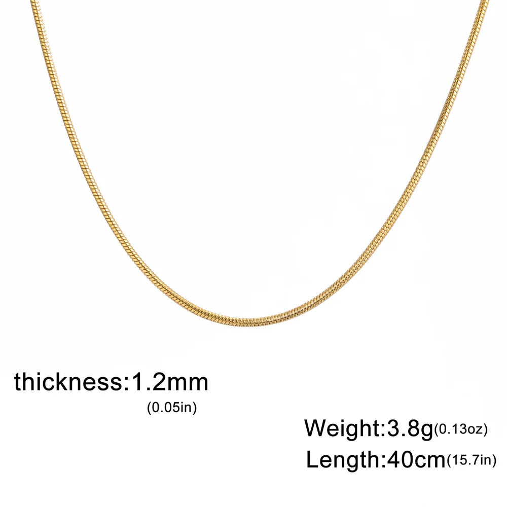 Unisex Stainless Steel Round Snake Chain Necklace – Fashion Jewelry