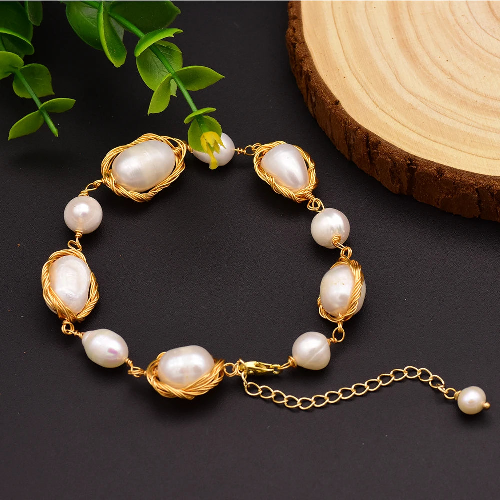 Luxury Baroque Pearl Zircon Bracelet Korean Fashion Jewelry
