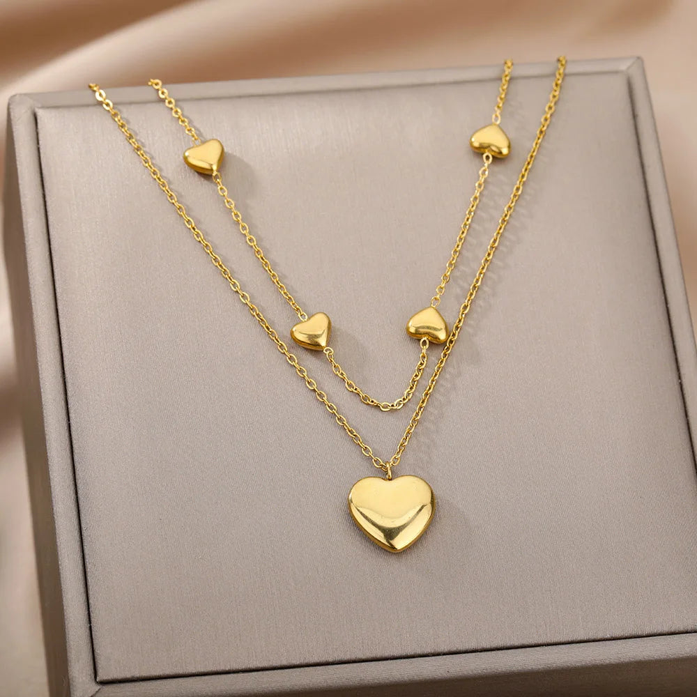 Gold Goth Heart Choker Necklace for Women – Stainless Steel