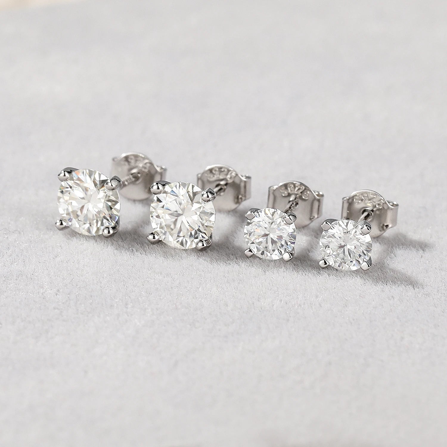 Luxury Moissanite Piercing Earrings in 925 Sterling Silver – Classic Sparkling Studs