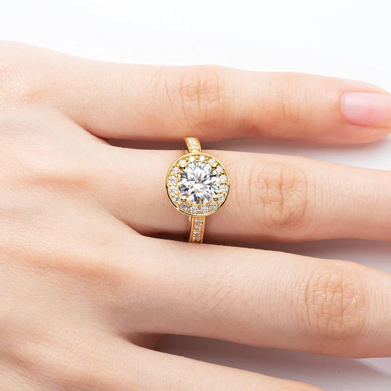 Luxury Moissanite Engagement Ring – Sterling Silver Wedding Band