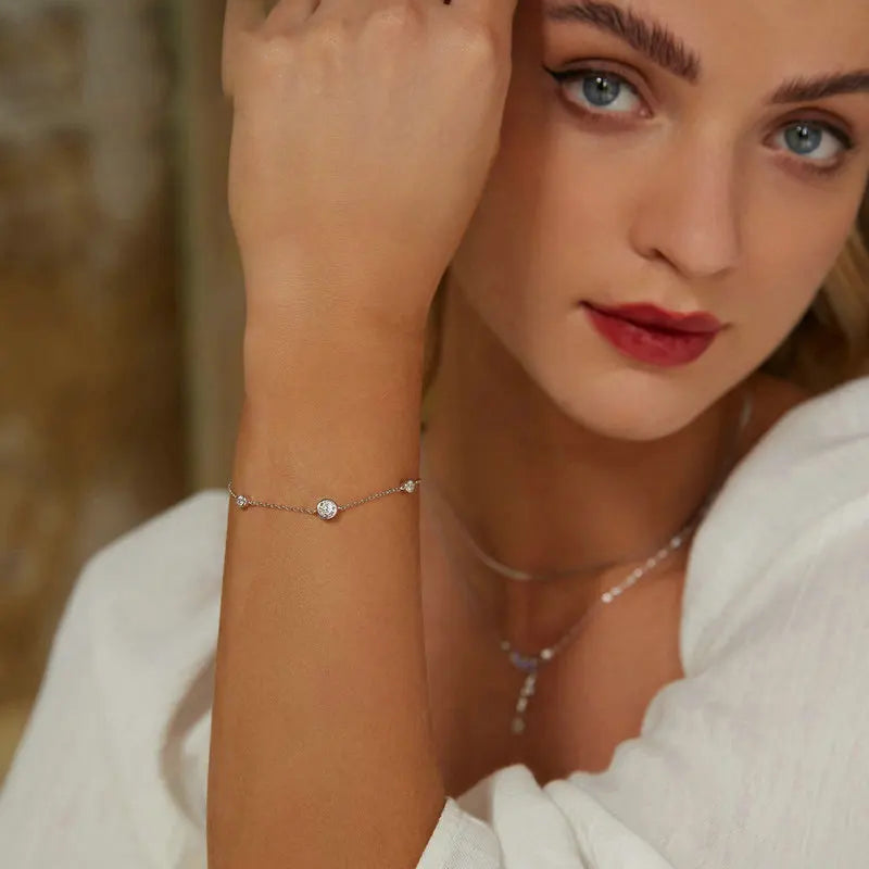 Sterling Silver Moissanite Bracelet – Women’s Diamond Jewelry