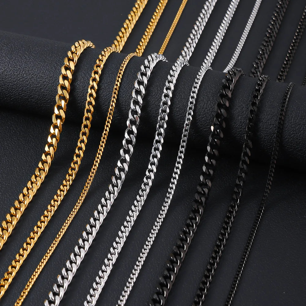 Unisex Stainless Steel Cuban Link Necklace Punk Goth Jewelry
