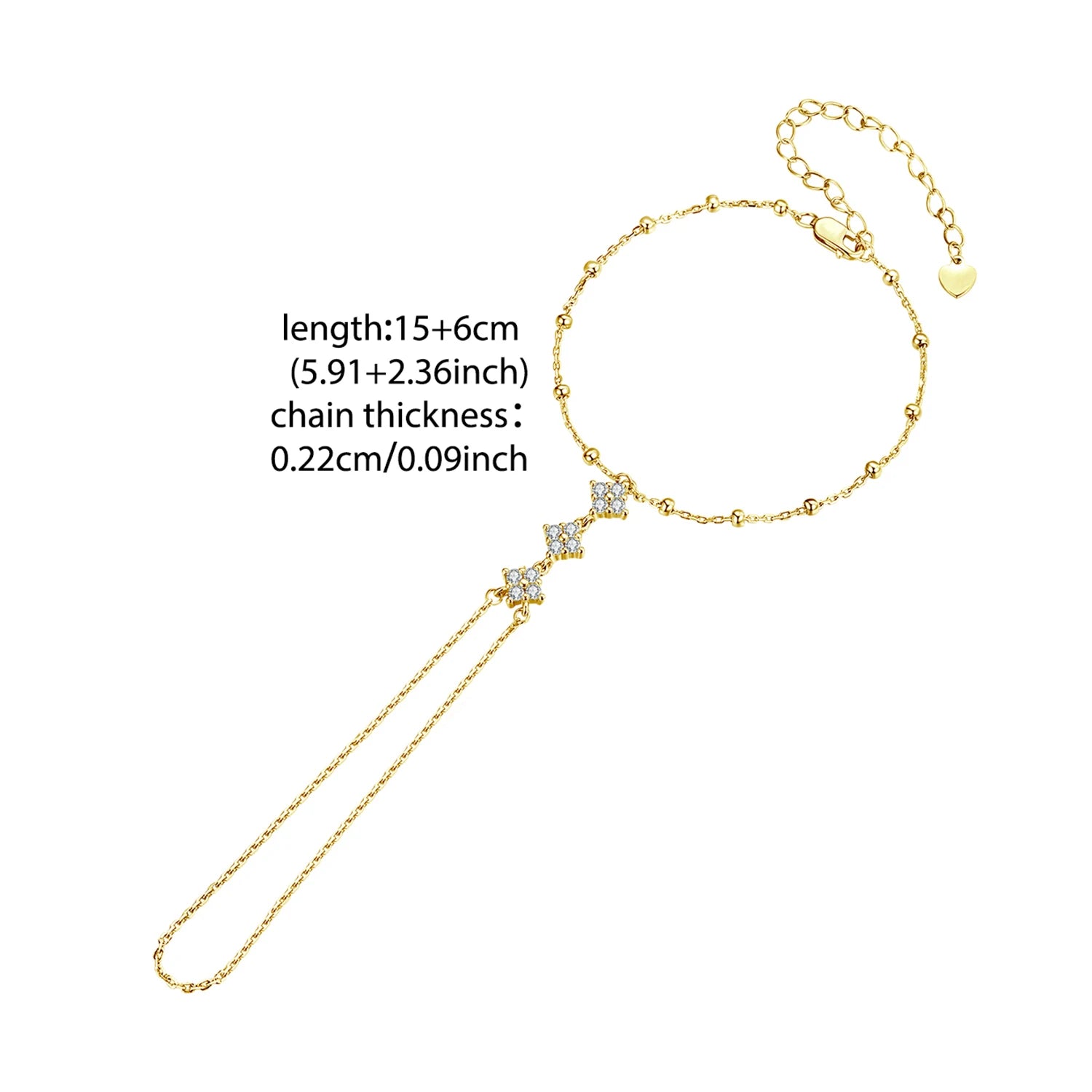 Sterling Silver Tassel Finger Chain Bracelet for Women