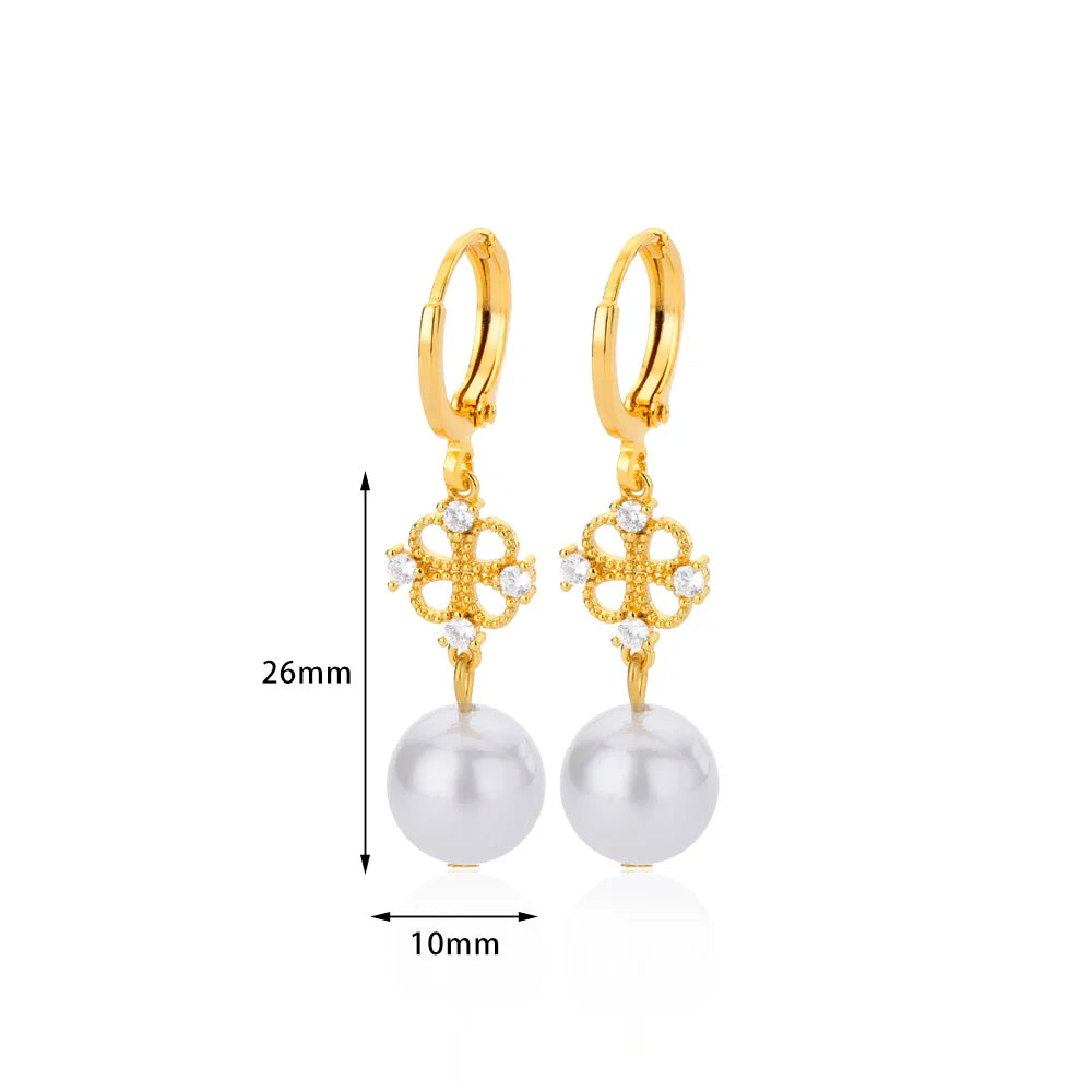 Gold Butterfly Pearl Zircon Earrings for Women – Luxury Jewelry Gift