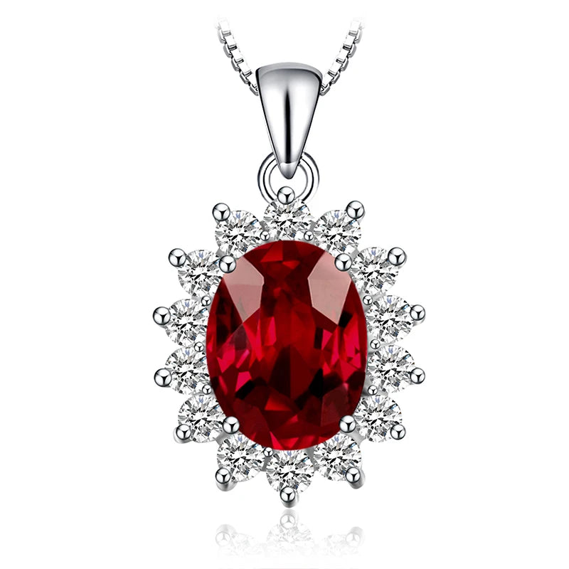 Diana Blue Sapphire Ruby Emerald Pendant – Sterling Silver (No Chain)