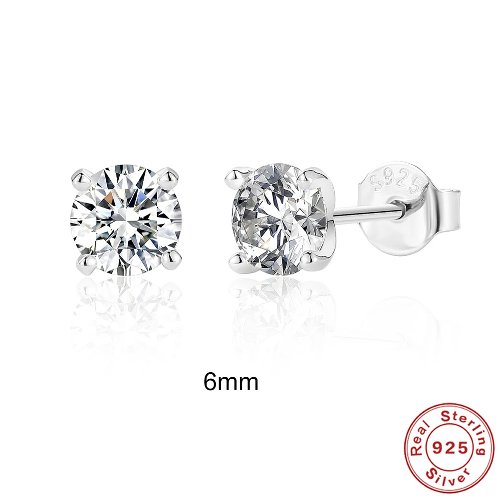Luxury Moissanite Piercing Earrings in 925 Sterling Silver – Classic Sparkling Studs