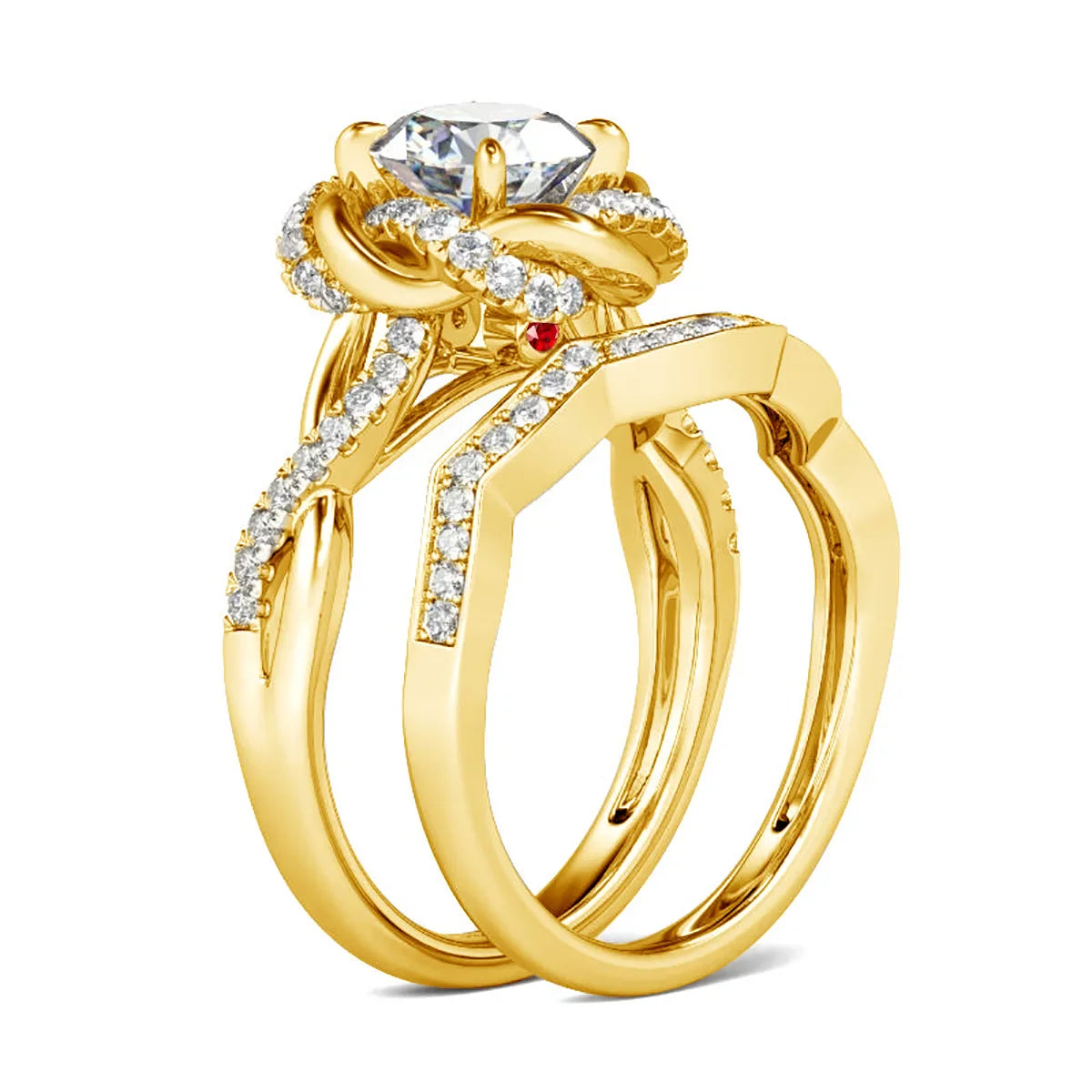 Luxury Moissanite Engagement and Wedding Ring Set in Sterling Silver