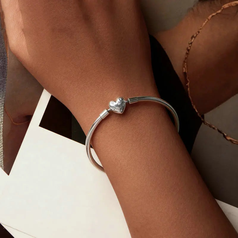 Sterling Silver Starry Zircon Love Bracelet for Women