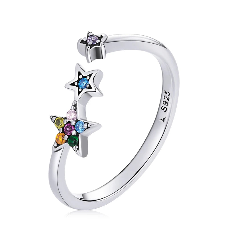 Women’s Adjustable Sterling Silver Zircon Stackable Engagement Ring